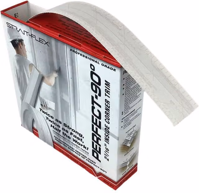 Cinta esquinera autoadhesiva Straitflex Perfect 90 grados blanca para esquinas interiores de pladur, pack de 12 rollos de 30,5 m