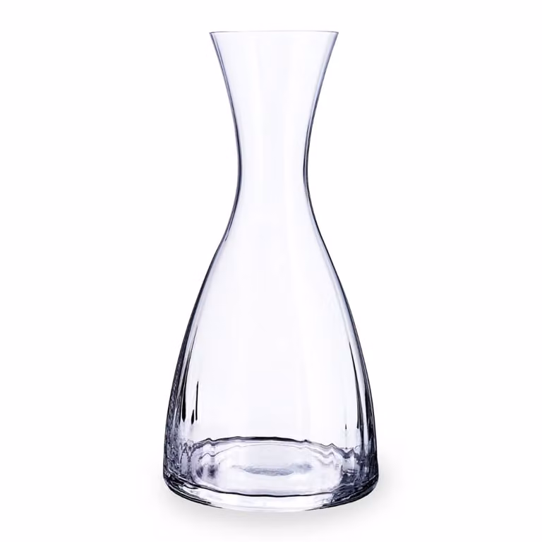 Decantador de cristal bohemio transparente con relieve de 1,2 l