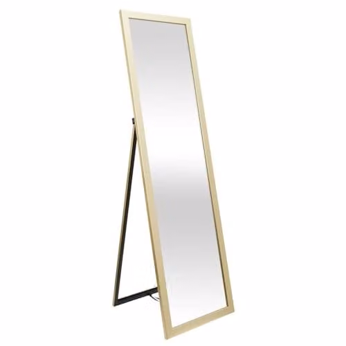 Espejo de pie HOME DECO FACTORY de diseño moderno y rectangular en color dorado, Altura: 122 cm, Ancho: 35 cm