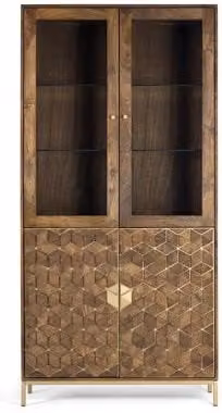 Vitrina de madera de mango marrón con puertas de cristal de Giner y Colomer An/P/Al: 200 x 40 x 100 cm