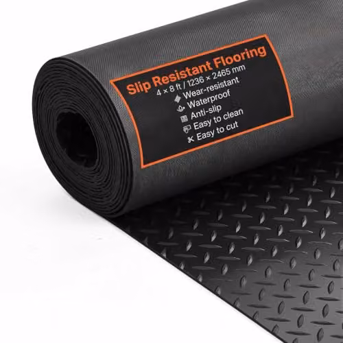 Alfombrilla de suelo para garaje VEVOR de goma SBR con patrón 3D, impermeable y fácil de limpiar, color negro, An: 123,6 cm, P: 246,5 cm