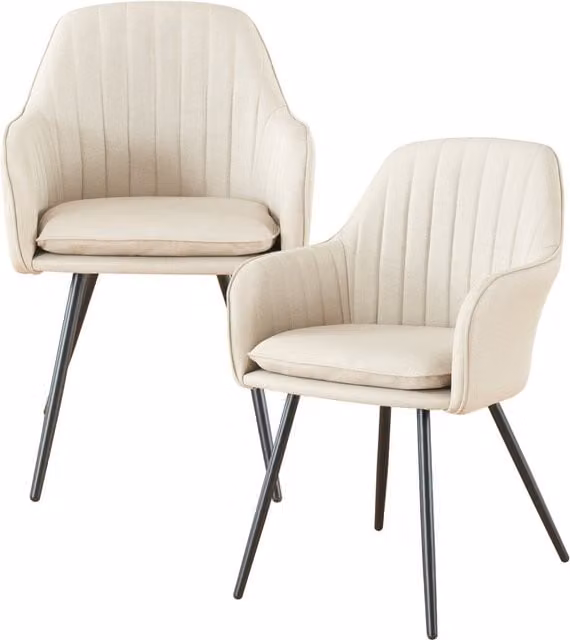 Juego de 2 sillas de estilo escandinavo Helloshop26 para comedor, salón o despacho, color beige y negro, An/P/Al: 57 x 59 x 86 cm