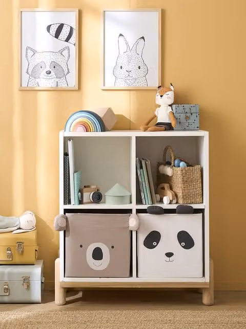 Lote de 2 cajas de tejido Panda Koala de Vertbaudet en color beige medio liso