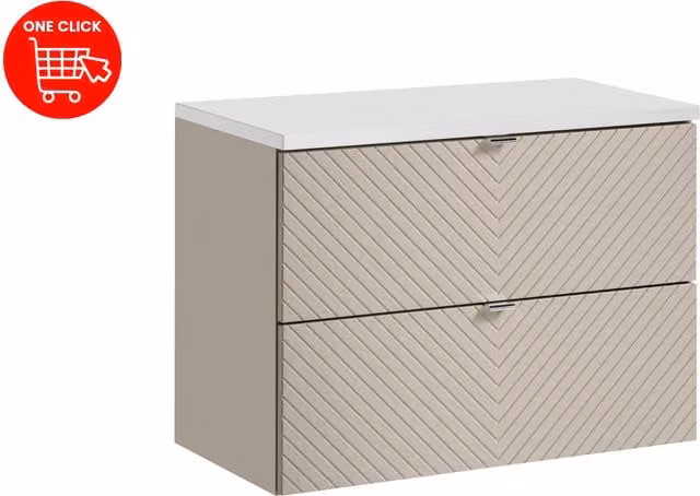 Mueble de baño moderno COMAD con diseño geométrico fresado en color beige mate An/P: 80 x 40 cm