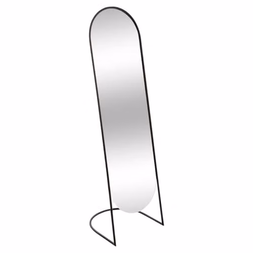 Espejo de pie Atmosphera en metal negro de diseño minimalista, Altura: 140 cm, Ancho: 40 cm, Profundidad: 39,5 cm