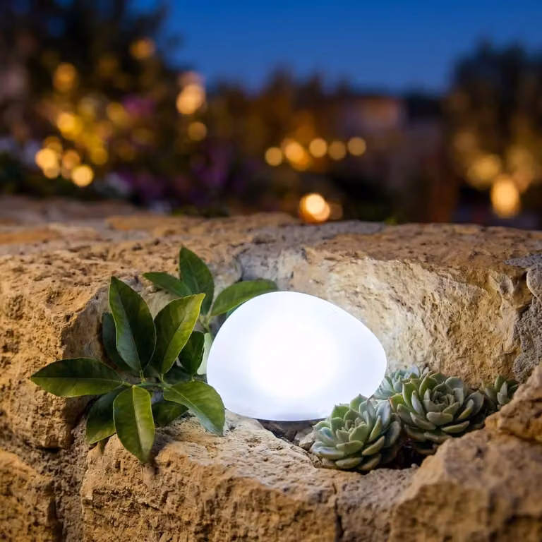 Lámpara solar decorativa Lumisky Solenzara de cristal transparente y luz blanca LED para jardín y terraza, An/P/Al: 16 x 16 x 16 cm