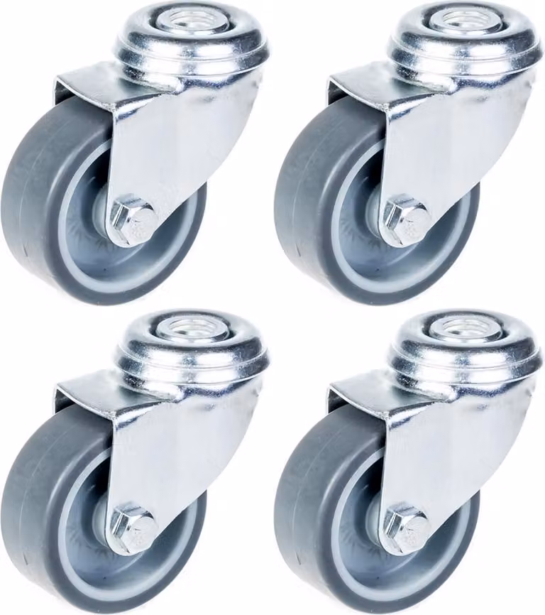 Juego de 4 ruedas giratorias ZHONGSHAN con neumático de goma gris de 50 mm y capacidad de 160 kg