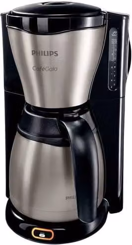 Cafetera de goteo Philips HD7548 con jarra térmica en color negro y plata, capacidad de 1,2 l