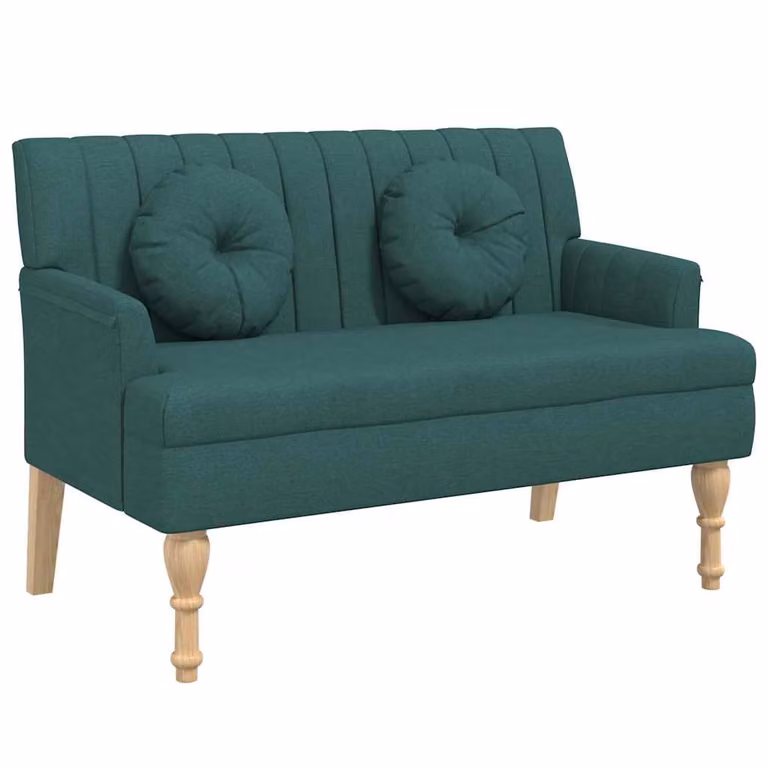 vidaXL Banco con cojines de tela verde oscuro An/P/Al: 113 x 64,5 x 75,5 cm