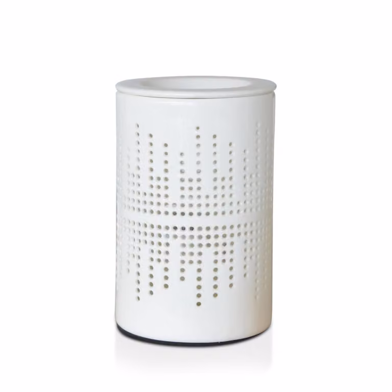 Difusor de calor suave Zen'Arôme de cerámica blanca con patrón punteado y diseño redondo minimalista para mesa
