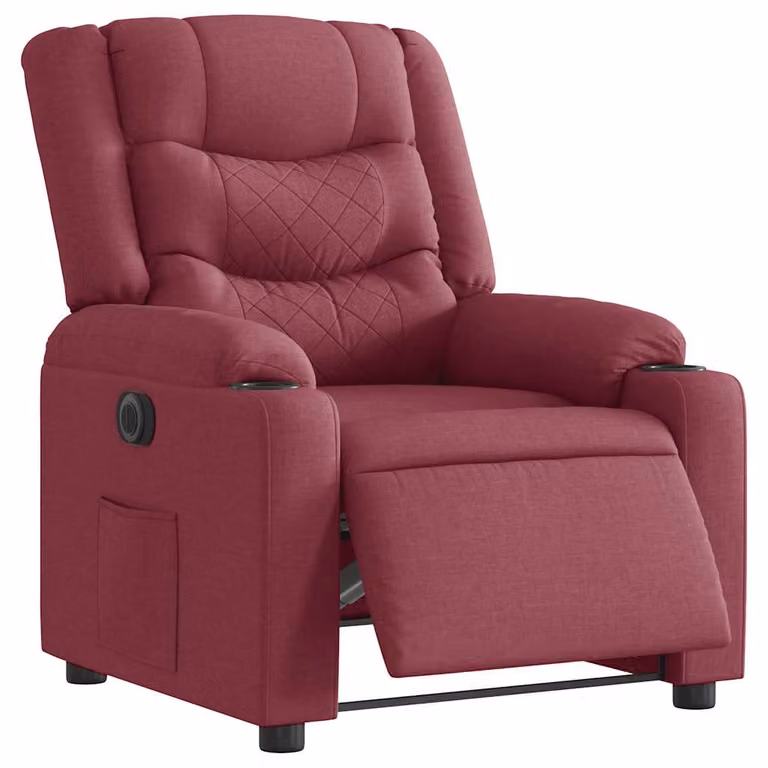 Sillón reclinable eléctrico vidaXL en tela color rojo con reposabrazos para salón