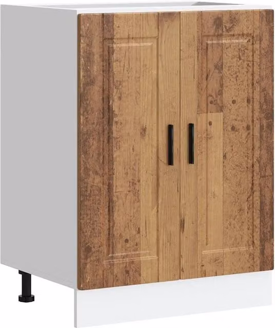 Armario de cocina Helloshop26 con puertas batientes en madera de ingeniería antigua color marrón An/P/Al: 60 x 46 x 81,5 cm