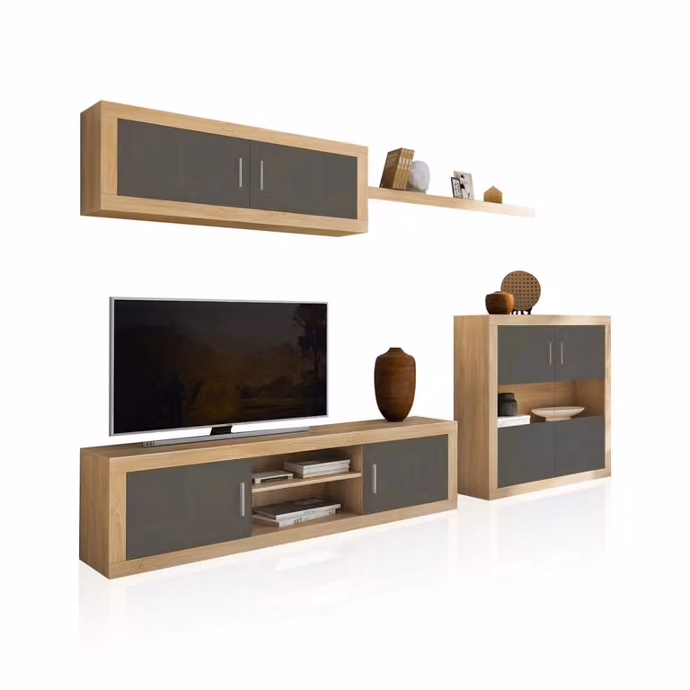Salón modular Nuka V7 Duehome en beige y gris An/P/Al: 290 x 156 x 41,4 cm