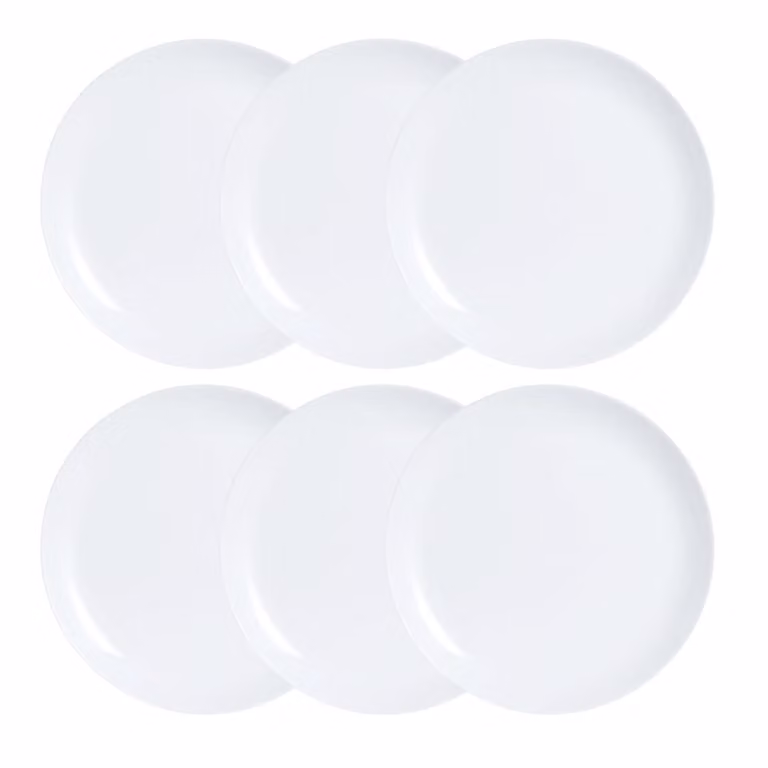 Juego de 6 platos llanos Diwali de Luminarc en color blanco, diámetro: 25 cm