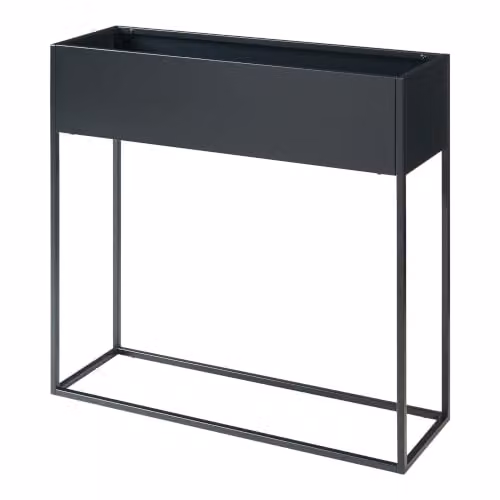 Portaplantas elevado Helloshop26 de estilo clásico en metal negro mate An/P/Al: 80 x 80 x 25 cm