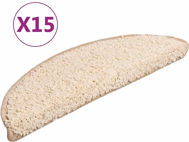 Set de 15 alfombrillas para escaleras autoadhesivas Vidaxl, diseño semicircular, color beige, An/P/Al: 56 x 17 x 3 cm