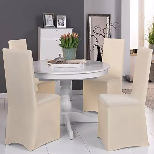 Funda elástica bi-elástica para sillas de comedor Beautissu, color blanco, con certificación Oeko-Tex