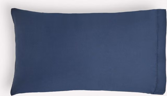Funda de almohada de algodón mako satén de 300 hilos El Corte Inglés, color azul