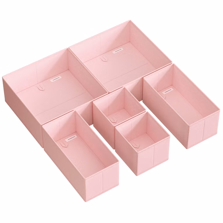 Set de 6 organizadores de cajones plegables Songmics con divisores en color rosa para hogar u oficina