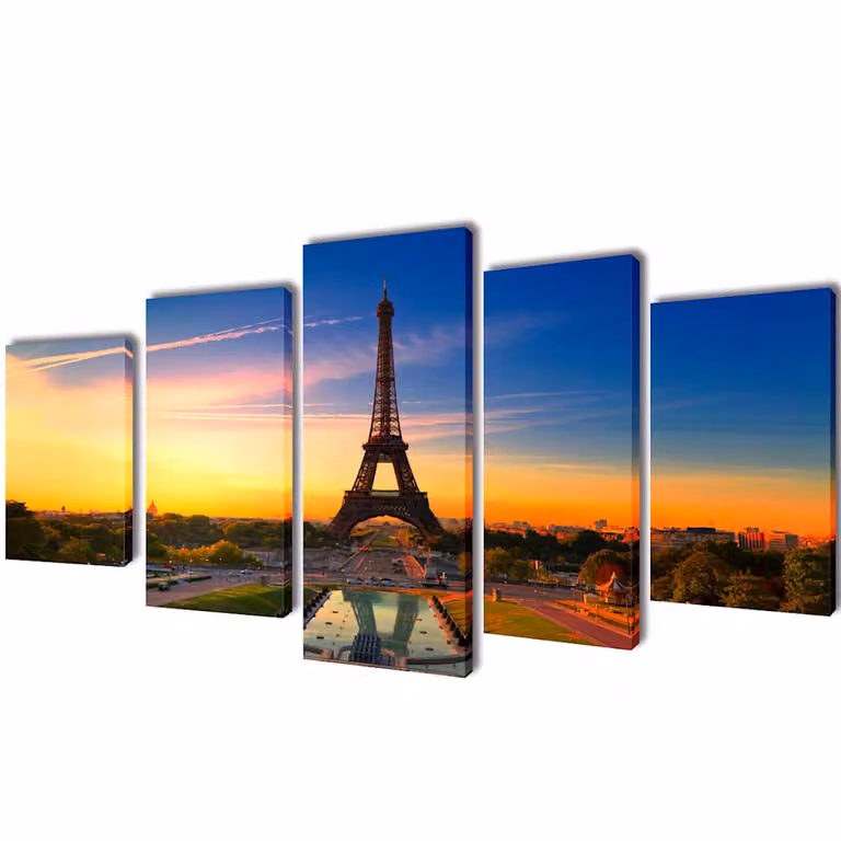 Set decorativo de lienzos para la pared vidaXL Torre Eiffel multicolor An/P/Al: 200 x 100 cm