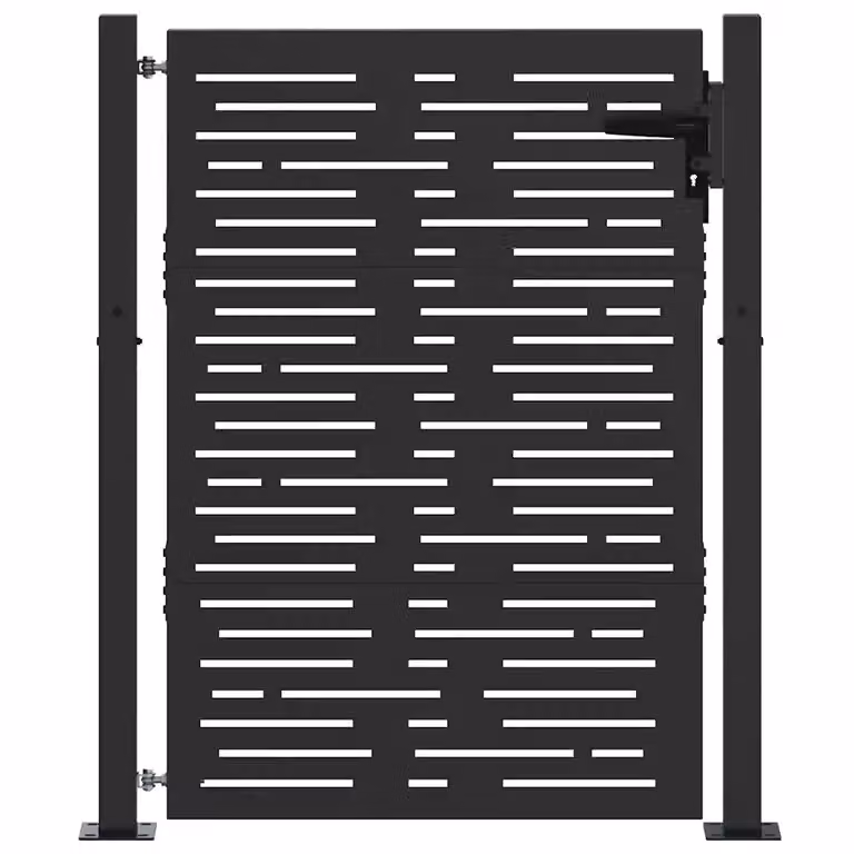 Puerta de jardín de acero con cerradura vidaXL en color negro, An/Al: 110 x 155 cm