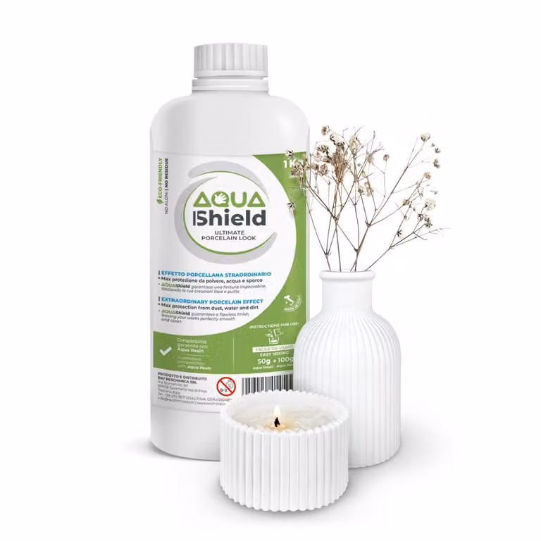 AquaResin Aditivo impermeabilizante para yeso y resina sintética con acabado brillante efecto porcelana, color blanco, 1 kg