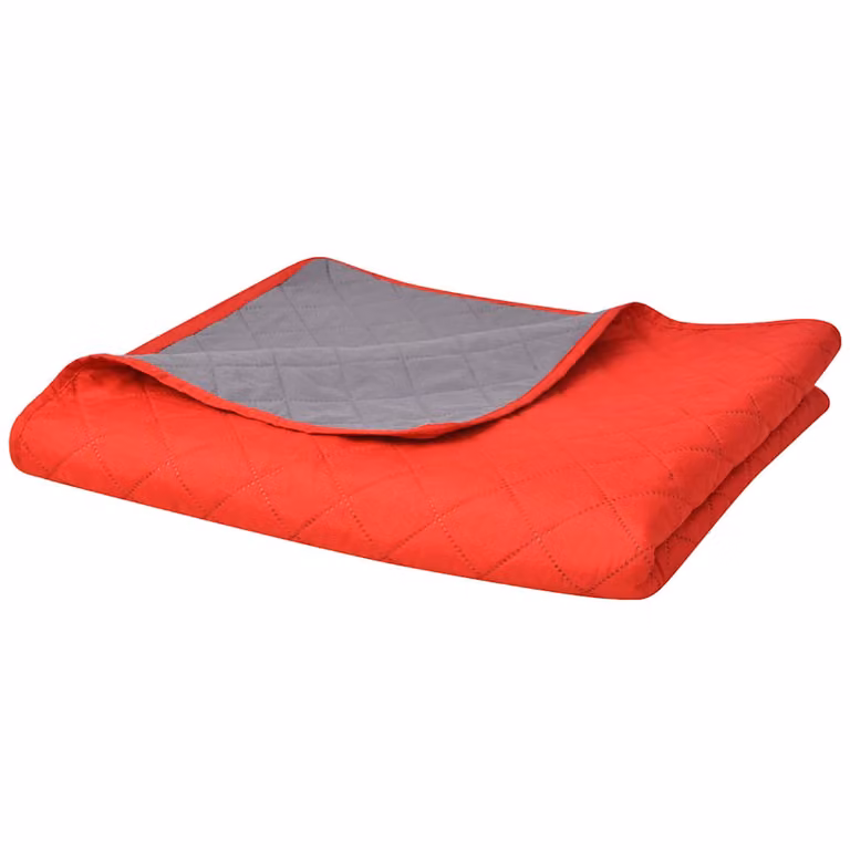 Cubrecama acolchado reversible vidaXL en rojo y gris, An/P: 230 x 260 cm