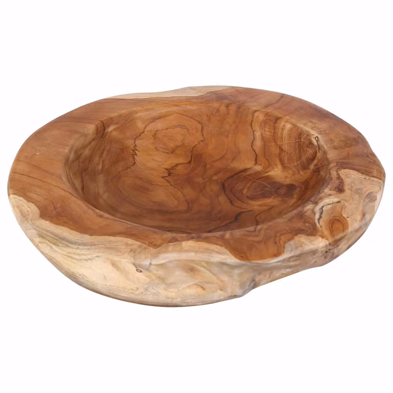 Frutero redondo de madera de teca maciza vidaXL JEPARA color marrón Diámetro: 30 cm