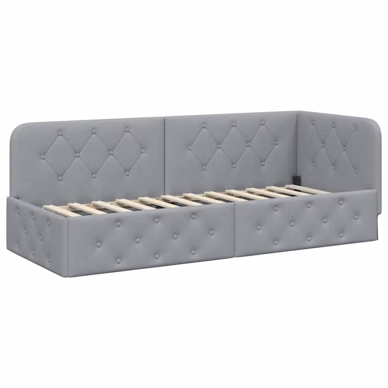 Estructura de cama de esquina tapizada vidaXL en gris con tela, An/P/Al: 80 x 200 cm