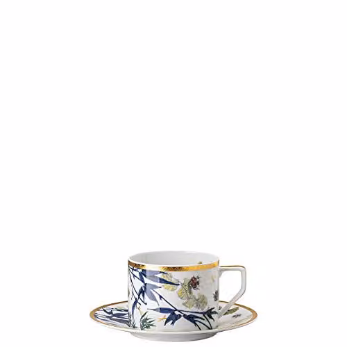 Set de 2 tazas de café con plato Rosenthal Turandot Heritage en porcelana blanca con diseño floral