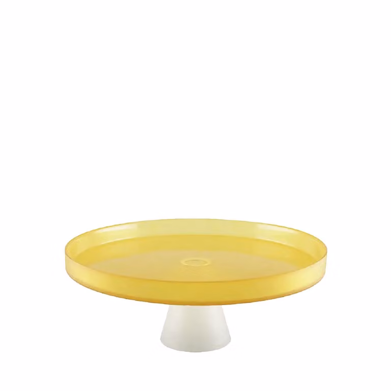 Plato plano redondo Aulica de vidrio color vainilla y blanco, Diámetro: 28 cm