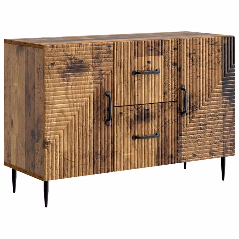 Aparador con cajón vidaXL de madera envejecida en color marrón, An/P/Al: 89 x 34,5 x 60 cm