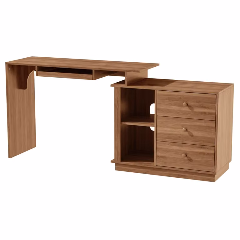 Escritorio extensible MODFU para ordenador en color nogal, An/P/Al: 110 x 40 x 75.5 cm