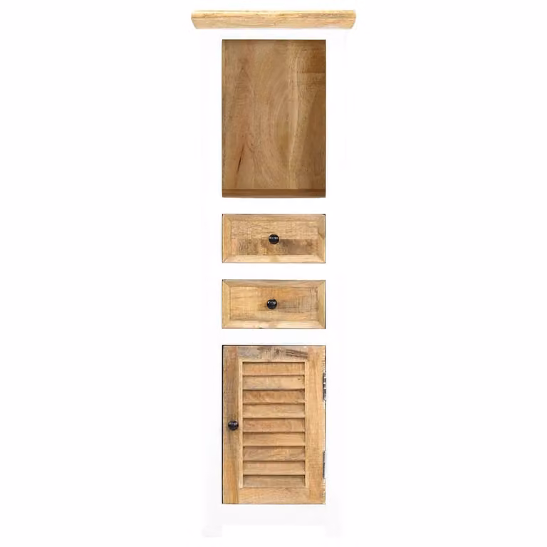 Aparador de madera maciza de mango vidaXL en color blanco y marrón, An/P/Al: 40 x 30 x 128 cm