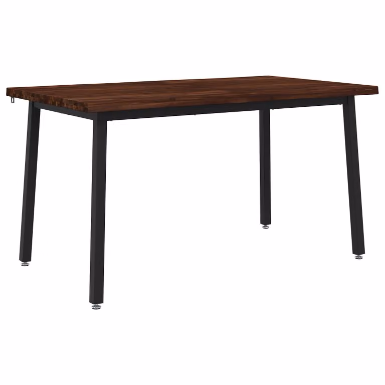 Mesa de comedor moderna vidaXL de madera de acacia con borde natural y patas de metal, An/P/Al: 120 x 90 x 75 cm
