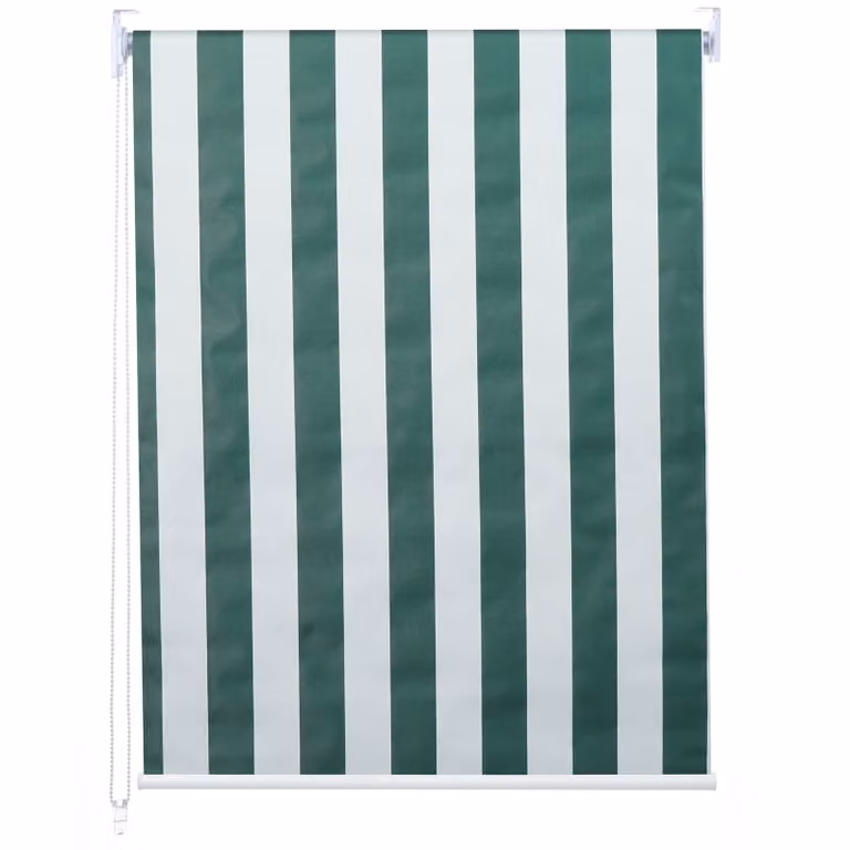 Estor enrollable Mendler HWC-D52 de poliéster con diseño de rayas en color verde y blanco, opaco y con protección térmica y UV, An/P/Al: 50 x 160 cm