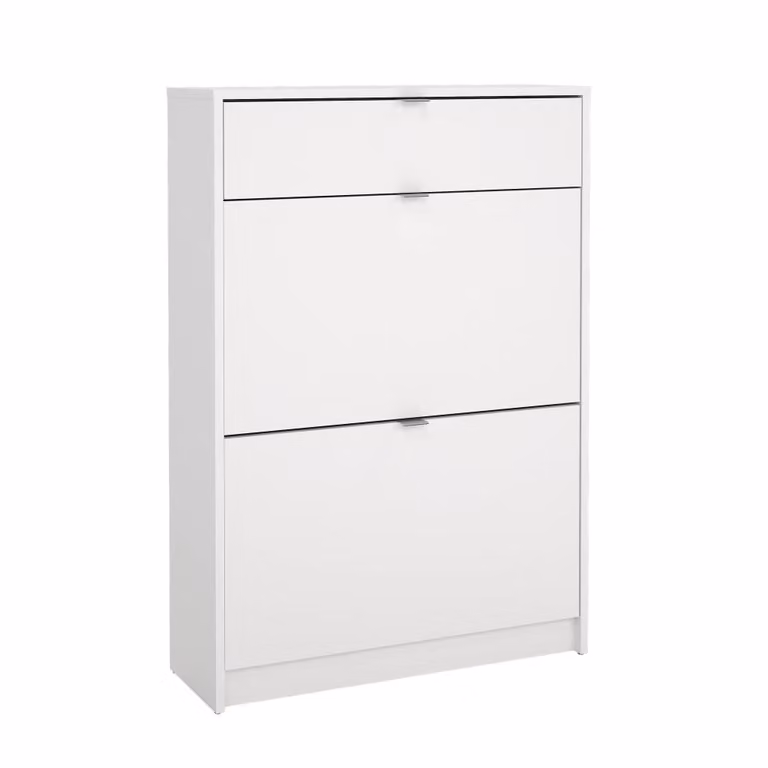 Zapatero de madera WellHome con 3 puertas abatibles y estantes internos en color blanco An/P/Al: 70,3 x 24,05 x 101,25 cm