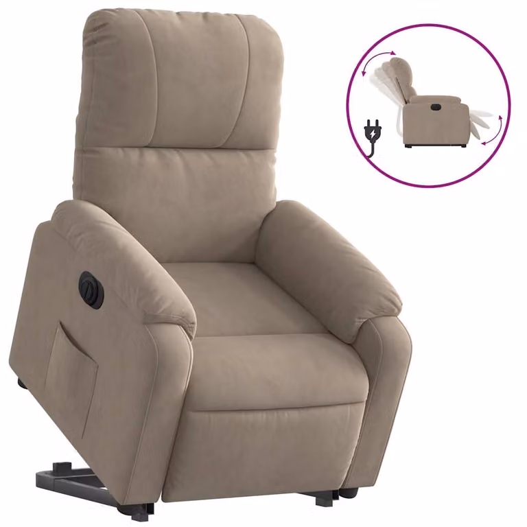 Sillón eléctrico reclinable y elevable vidaXL en microfibra gris taupe para personas mayores