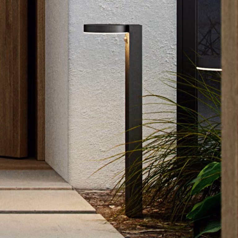 Bolardo solar LED Nordlux Rica Round negro con sensor de movimiento para jardín y terraza