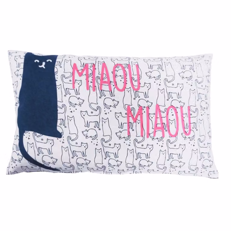 Cojín infantil rectangular Home Affaire con estampado de animales en algodón, blanco y azul, An/P/Al: 50 x 30 x 1 cm