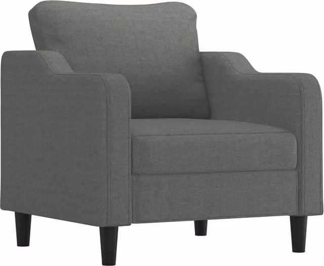 Juego de sofás SYFAX de 4 piezas tapizado en tela gris con cojines, incluye sofá de 3 plazas, sofá de 2 plazas, sillón y otomana para salón de estilo moderno