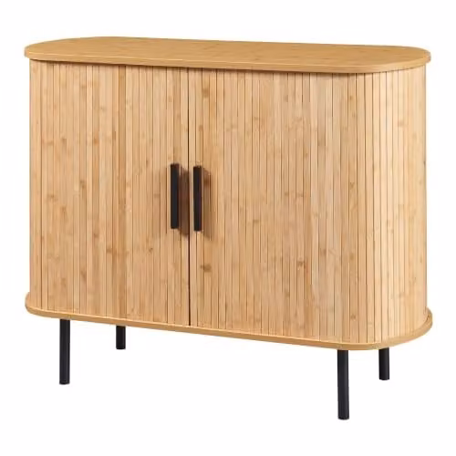 Aparador Helloshop26 de estilo moderno en color beige y negro para salón, recibidor o dormitorio, fabricado en MDF con detalles de cristal, An/P/Al: 100 x 40 x 80 cm
