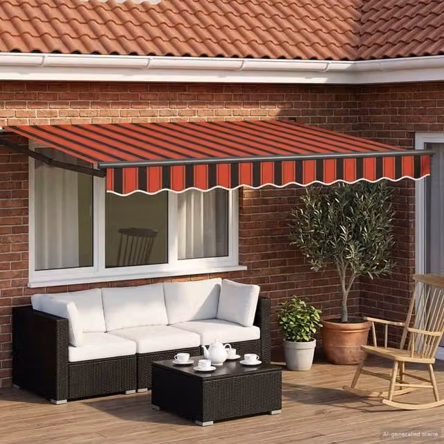 Toldo manual retráctil con LEDs Maison exclusive de poliéster y acero, An/P/Al: 3,5 x 2,5 m
