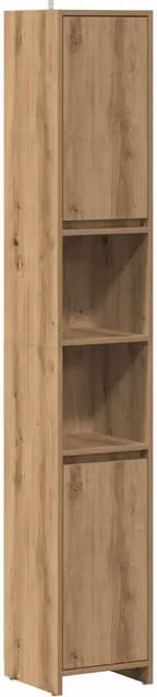 Mueble de baño clásico HELLOSHOP26 de madera de roble en color marrón con puertas y cajones, An/P/Al: 30 x 30 x 184 cm