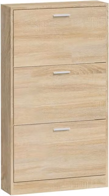 Armario zapatero Helloshop26 moderno de madera para pasillo, salón o dormitorio, color marrón y beige, An: 59 cm, P: 17 cm, Al: 108 cm