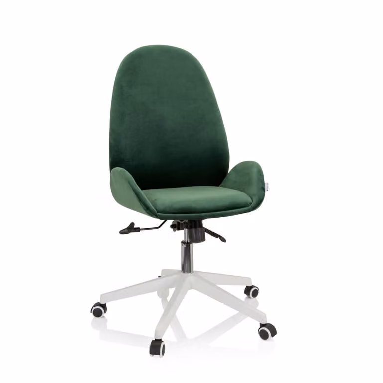 Silla de oficina giratoria Avea de hjh Office en terciopelo verde y blanco con estilo escandinavo
