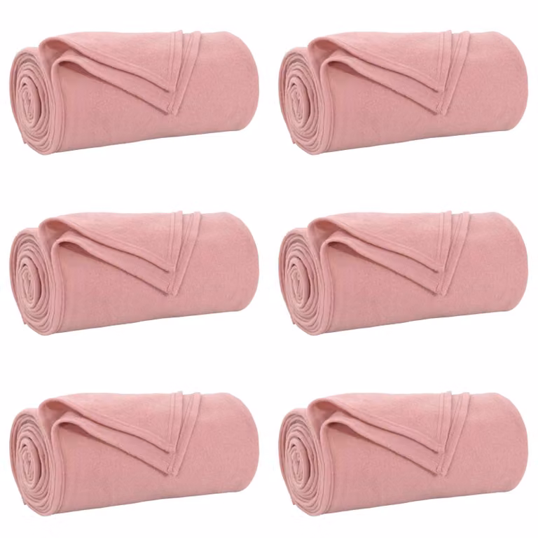 Set de 6 mantas de sofá vidaXL de lana y forro polar en color rosa, An/P: 270 x 240 cm