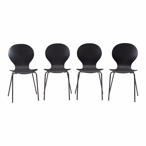 Juego de 4 sillas de comedor Etne de en.casa con estilo escandinavo en color negro, fabricadas en madera de abedul y metal, An/P/Al: 48 x 50 x 85 cm