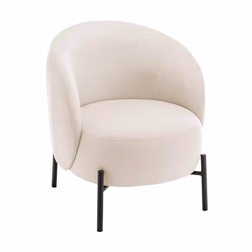 Sillón relax Oviala de metal y madera con tejido en color beige y blanco