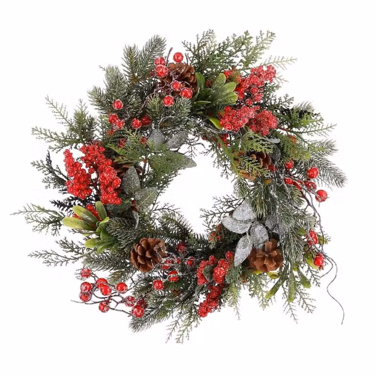Corona decorativa de Navidad Randell de Mica Decorations en color rojo, An/P/Al: 40 x 40 x 10 cm